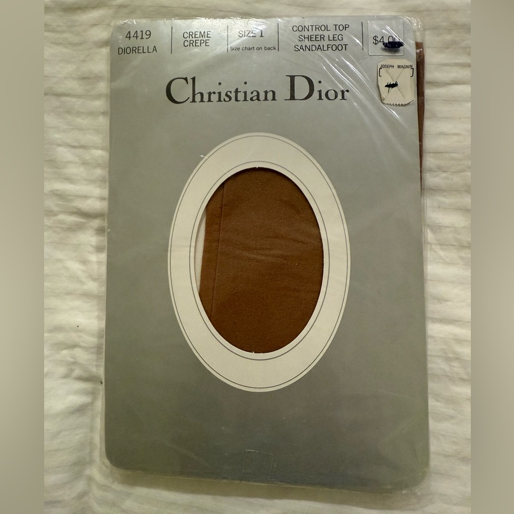 Christian Dior Pantyhose size 1 cream crepe vintage new